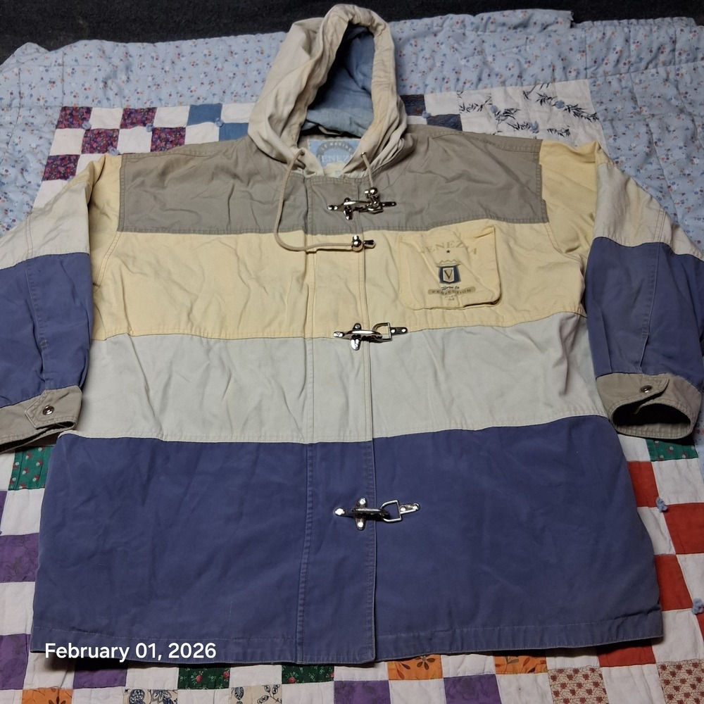VTG Venezia First Class Line Parka Sailing Jacket Plus Size Women 22 / 24 Stripe